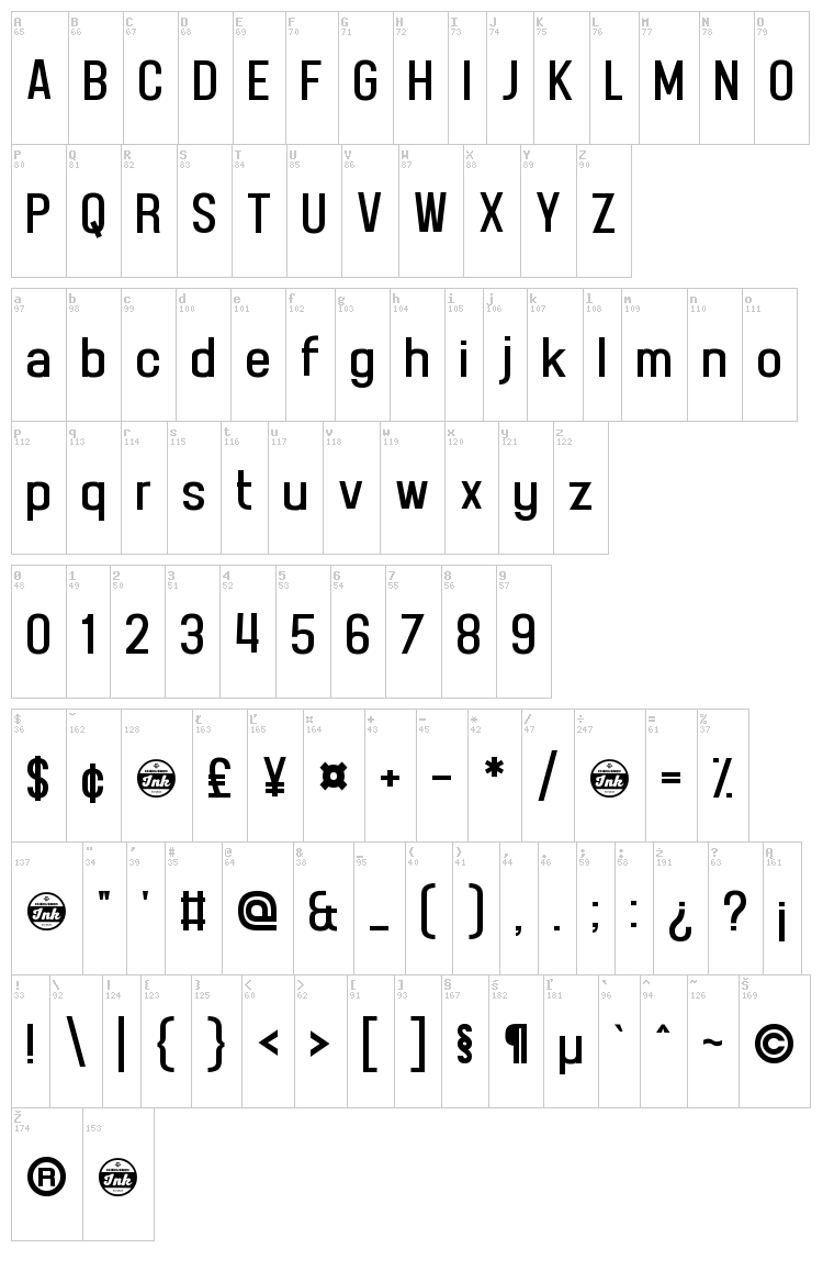 Front Page Supplement font map